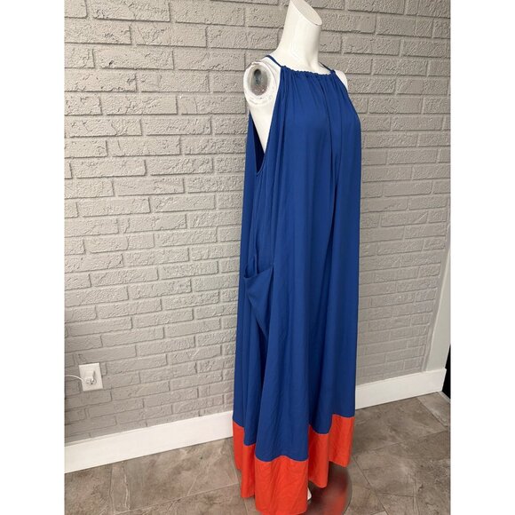 ASOS Women Spaghetti Strap Color Block Maxi Dress Size 16 - Picture 7 of 11